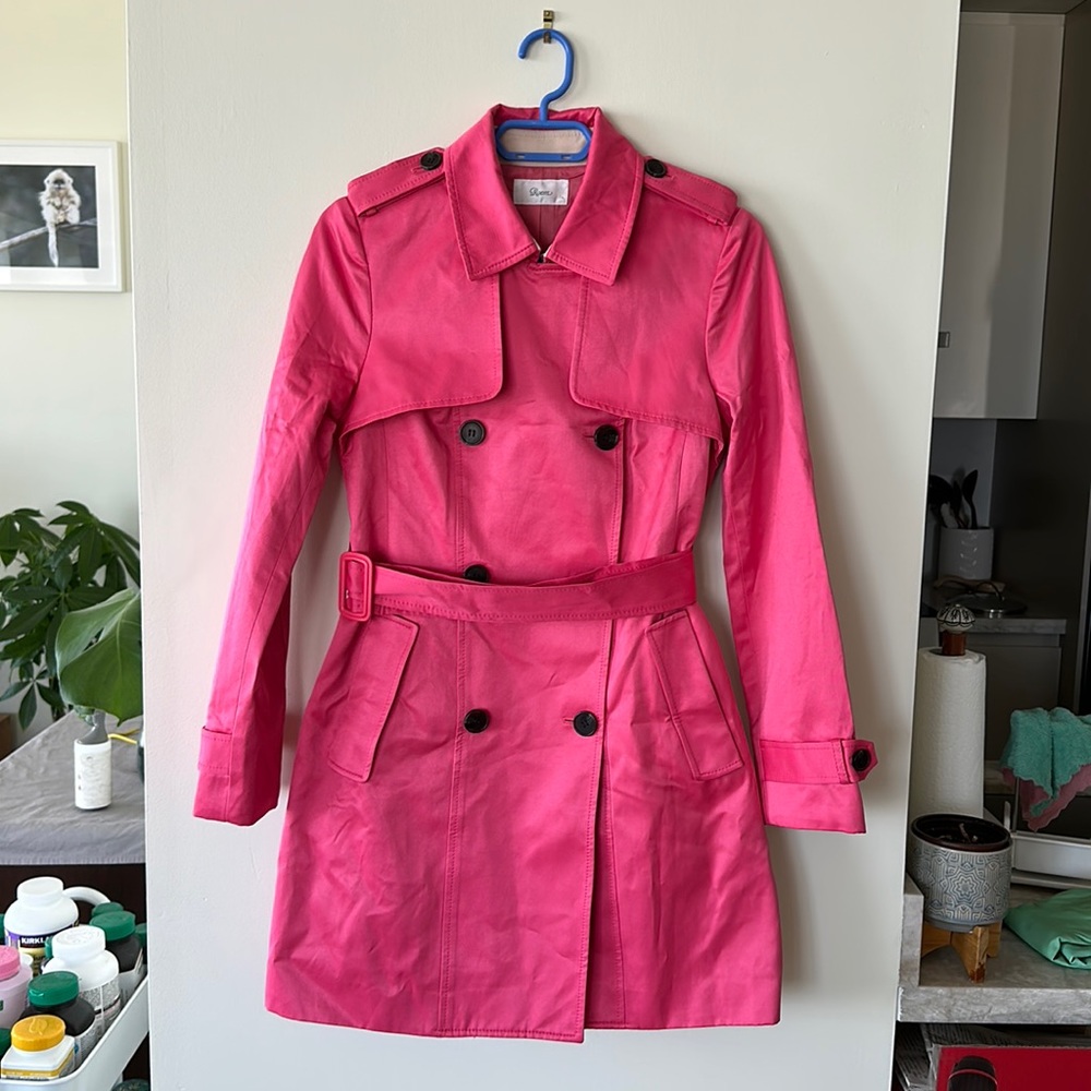 Women pink trench coat